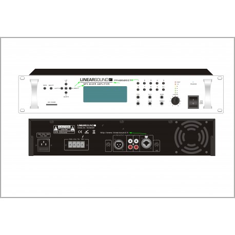 Ampli preamp with SD card and timer 60w 19p 2u