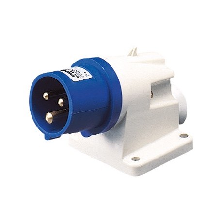 Socle de connecteur en saillie à 90° protégé mâle 230V